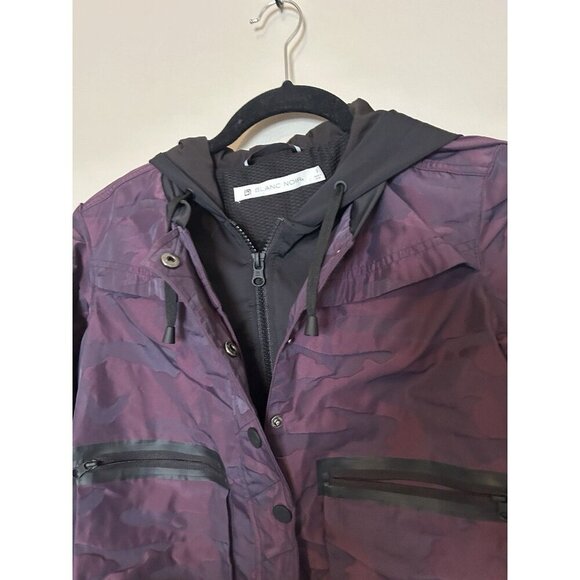 Blanc Noir Skyfall Purple Camo Print Aviator Jacket Camo Hooded Size S - Picture 6 of 10